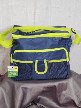 True Living Outdoors Blue Gray Neon Yellow Accent 24 Can Soft Side Carry Cooler